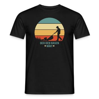 Der den Rasen mäht - Design Mann Rasenmäher Garten - Männer T-Shirt - Schwarz - Vorne - AI Model Male 178 light (178cm)
