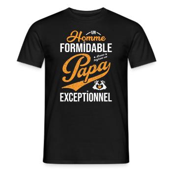 UN HOMME FORMIDABLE-PAPA EXCEPTIONNEL cadeau noel - T-shirt homme - noir - Devant - AI Model Male 178 light (178cm)