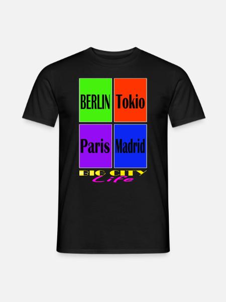 Berlin Tokio Paris Madrid Big City Life - Mænd T-shirt - sort
