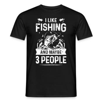 I like fishing and maybe 3 people - Men's T-Shirt - black - Front - AI Model Male 178 light (178cm)