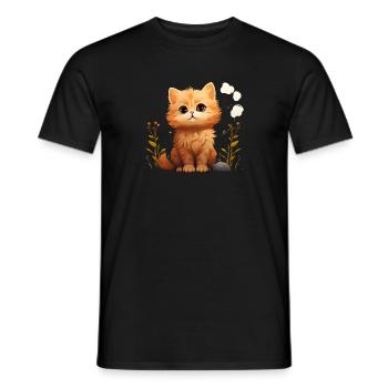 Kitten in the grass - Men's T-Shirt - black - Front - AI Model Male 178 light (178cm)