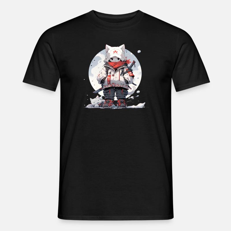 Cute samurai cat - Männer T-Shirt - Schwarz