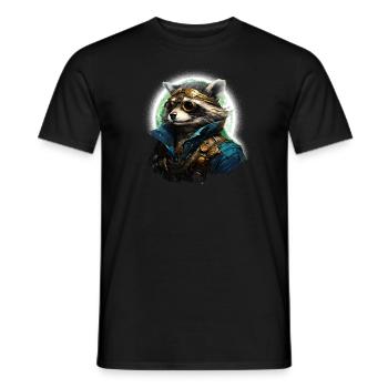 Raton laveur steampunk à la lumière du soleil - T-shirt homme - noir - Devant - AI Model Male 178 light (178cm)