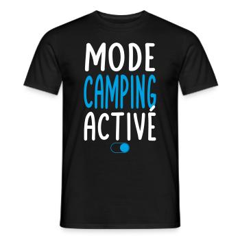 Mode Camping activé - Idée cadeau - T-shirt homme - noir - Devant - AI Model Male 178 light (178cm)