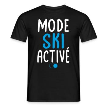 Mode Ski activé - Idée cadeau - T-shirt homme - noir - Devant - AI Model Male 178 light (178cm)
