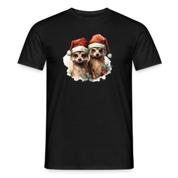 Suricate avec bonnet de Père Noël - T-shirt homme - noir - Devant - AI Model Male 178 light (178cm)