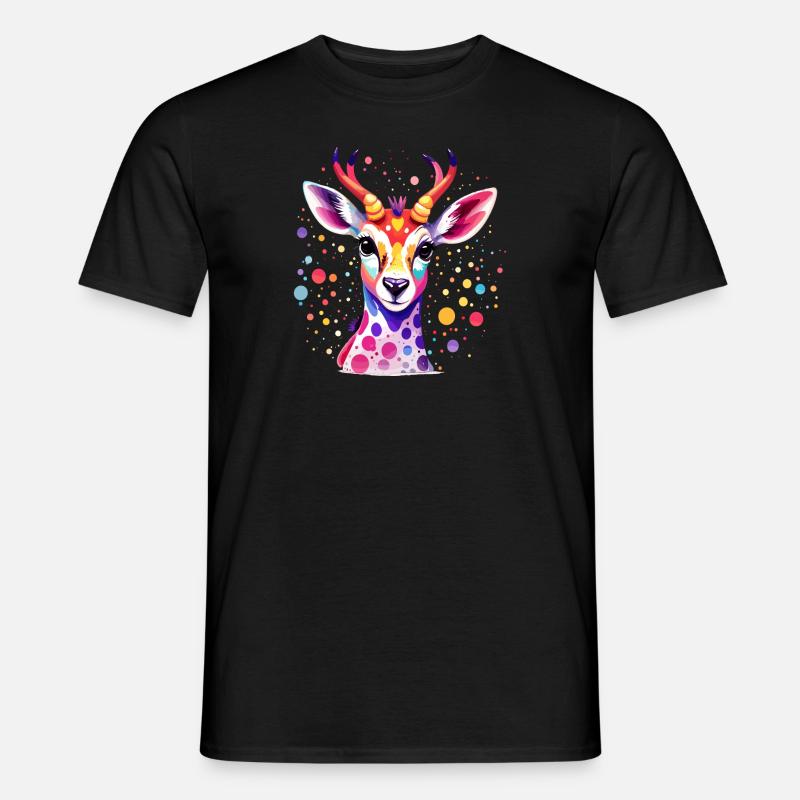 Süsses buntes Reh - Männer T-Shirt - Schwarz