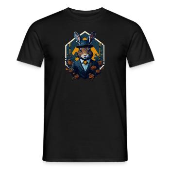 Lapin avec chapeau melon et costume - T-shirt homme - noir - Devant - AI Model Male 178 light (178cm)