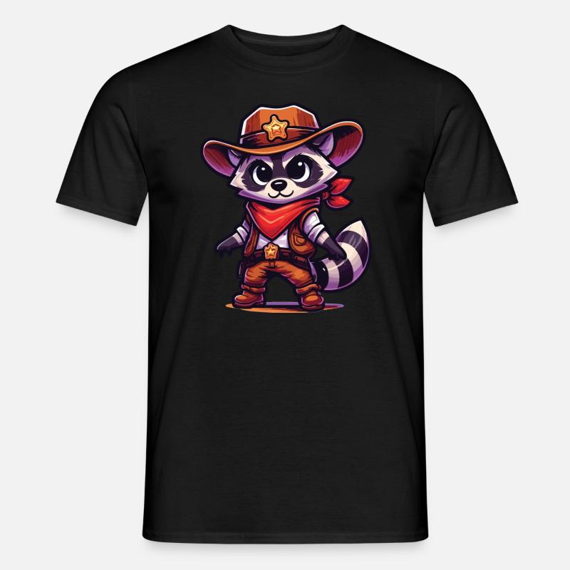 Waschbär-Cowboy - Männer T-Shirt - Schwarz