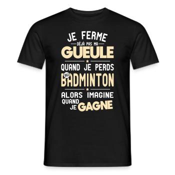 Ich halte meinen Mund nicht, wenn ich Badminton verliere - Männer T-Shirt - Schwarz - Vorne - AI Model Male 178 light (178cm)