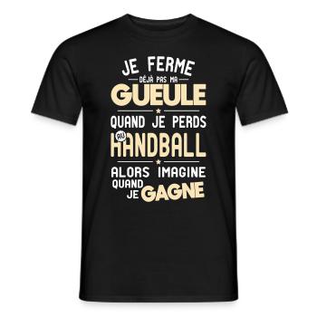Je ferme pas ma gueule quand je perds au handball - T-shirt homme - noir - Devant - AI Model Male 178 light (178cm)