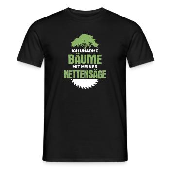 Umarme Bäume Mit Kettensäge Holzfäller Waldarbeit - Männer T-Shirt - Schwarz - Vorne - AI Model Male 178 light (178cm)