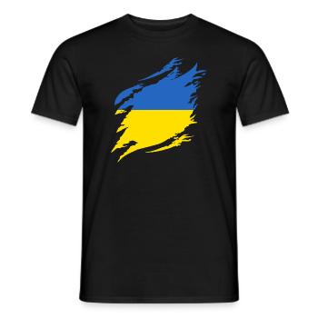 Drapeau de l’Ukraine Vintage Drapeau ukrainien d’occasion Look - T-shirt homme - noir - Devant - AI Model Male 178 light (178cm)