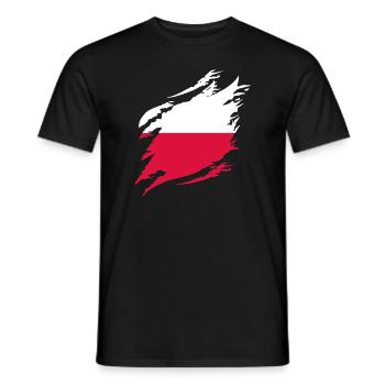 Drapeau de Pologne utilisé Look Polska Drapeau polonais - T-shirt homme - noir - Devant - AI Model Male 178 light (178cm)