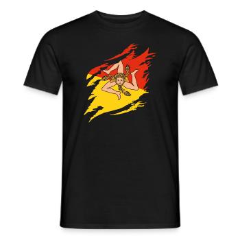 Drapeau de la Sicile Italie Palerme Trinacria Italia - T-shirt homme - noir - Devant - AI Model Male 178 light (178cm)