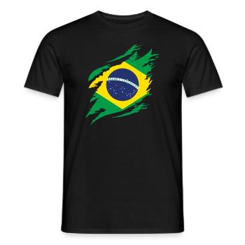 Brésil Drapeau Brésilien Drapeau Amérique du Sud - T-shirt homme - noir - Devant - AI Model Male 178 light (178cm)