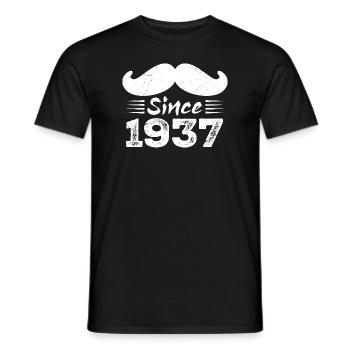 Cadeau 87e Anniversaire - Vintage 1937 Moustache - T-shirt homme - noir - Devant - AI Model Male 178 light (178cm)