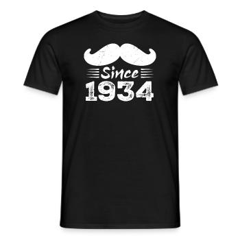 Cadeau 90e Anniversaire - Vintage 1934 Moustache - T-shirt homme - noir - Devant - AI Model Male 178 light (178cm)