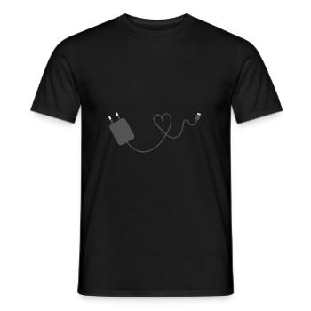 Heart Charging Cable Smartphone - Men's T-Shirt - black - Front - AI Model Male 178 light (178cm)