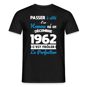Anniversaire 60 ans - Né en Décembre 1962 - T-shirt homme - noir - Devant - AI Model Male 178 light (178cm)