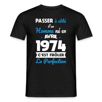 50° Anniversario - Nato nell'aprile 1974 - T-shirt uomo - nero - Fronte - AI Model Male 178 light (178cm)