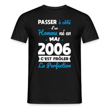 Birthday 18 years old - Born in May 2006 - Men's T-Shirt - black - Front - AI Model Male 178 light (178cm)