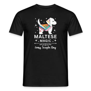 Maltesische Magie – Boho Papier Hundekunst für Tierliebhaber - Männer T-Shirt - Schwarz - Vorne - AI Model Male 178 light (178cm)