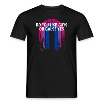 Do You Like Guys or Gals Yes Bisexual LGBTQ Bi - Men's T-Shirt - black - Front - AI Model Male 178 light (178cm)