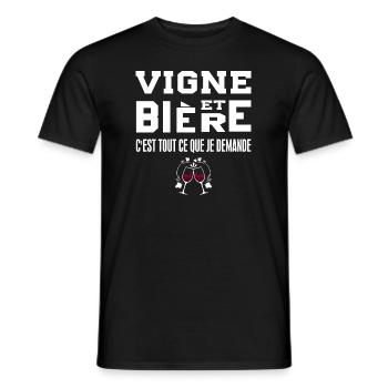 Vigne et bière c'est tout ce que je demande tshirt - T-shirt homme - noir - Devant - AI Model Male 178 light (178cm)