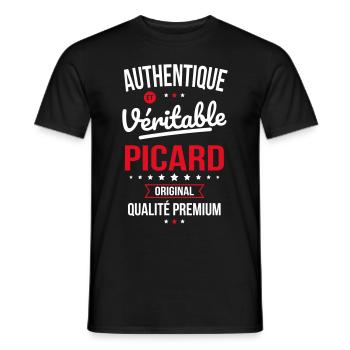 Authentique et véritable Picard - Original - T-shirt homme - noir - Devant - AI Model Male 178 light (178cm)