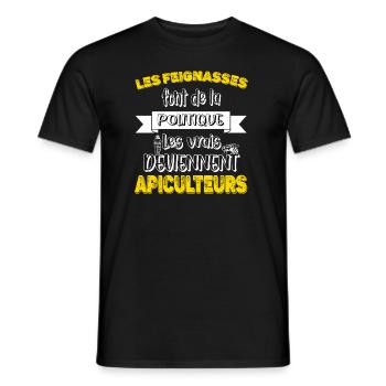 Feignasses apiculteur abeille à miel apicole - T-shirt homme - noir - Devant - AI Model Male 178 light (178cm)