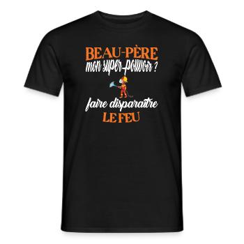 Beau-père t-shirt pompier humoristique métier - T-shirt homme - noir - Devant - AI Model Male 178 light (178cm)