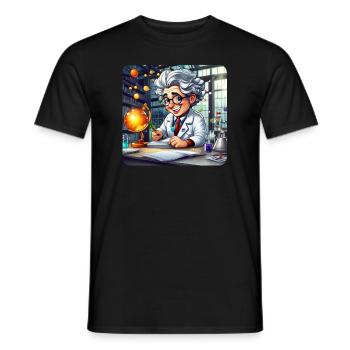 Cute professor with white hair and glasses - Men's T-Shirt - black - Front - AI Model Male 178 light (178cm)