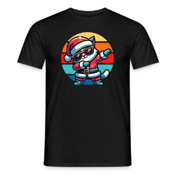 Dabbing Katze Vintage Sunset - Männer T-Shirt - Schwarz - Vorne - AI Model Male 178 light (178cm)