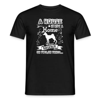 Basenji Home Without Basenji - Men's T-Shirt - black - Front - AI Model Male 178 light (178cm)