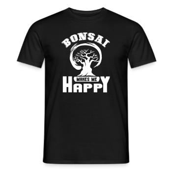 Bonsai Bonsai Makes Me Happy - Men's T-Shirt - black - Front - AI Model Male 178 light (178cm)