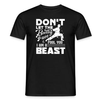 Karate Beast Don't Let The Pretty Face Fool You - Men's T-Shirt - black - Front - AI Model Male 178 light (178cm)