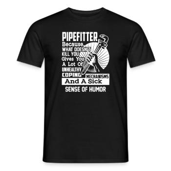 Pipefitter Pipefitter Sense of Humor - Men's T-Shirt - black - Front - AI Model Male 178 light (178cm)
