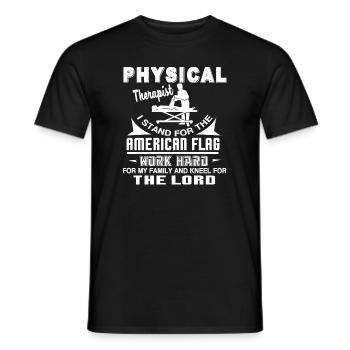 Physical Therapist I Stand For American Flag - Men's T-Shirt - black - Front - AI Model Male 178 light (178cm)