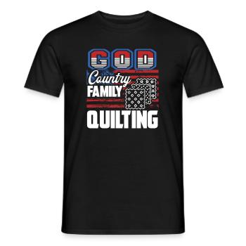 Quilting God Country Family Quilting - Men's T-Shirt - black - Front - AI Model Male 178 light (178cm)