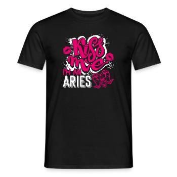 Aries Kiss Me I'm An Aries - Men's T-Shirt - black - Front - AI Model Male 178 light (178cm)