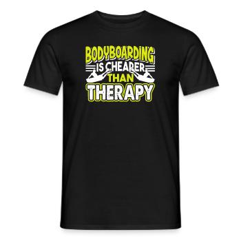 Bodyboarding Bodyboarding Cheaper Than Therapy - Men's T-Shirt - black - Front - AI Model Male 178 light (178cm)