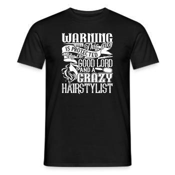 Hair Stylist Protected By A Crazy Hair Stylist - Men's T-Shirt - black - Front - AI Model Male 178 light (178cm)
