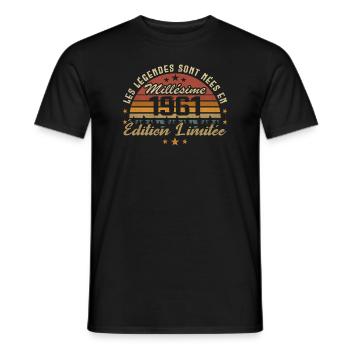 Millésime 1961 Cadeau 63e Anniversaire 63 ans - T-shirt homme - noir - Devant - AI Model Male 178 light (178cm)