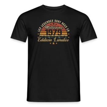 Millésime 1979 Cadeau 45e Anniversaire 45 ans - T-shirt homme - noir - Devant - AI Model Male 178 light (178cm)