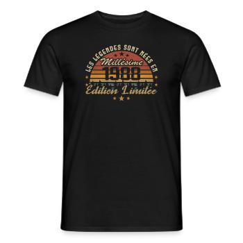 Millésime 1988 Cadeau 36e Anniversaire 36 ans - T-shirt homme - noir - Devant - AI Model Male 178 light (178cm)