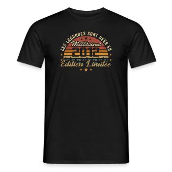 Millésime 2012 Cadeau 12e Anniversaire 12 ans - T-shirt homme - noir - Devant - AI Model Male 178 light (178cm)