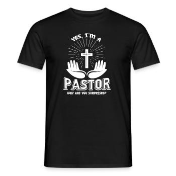 Pastor Yes I Am A Pastor - Men's T-Shirt - black - Front - AI Model Male 178 light (178cm)