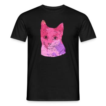 Cat Russian Blue Cat Colorful - Men's T-Shirt - black - Front - AI Model Male 178 light (178cm)