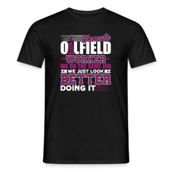 Oilfield Worker Female Oilfield Worker - Men's T-Shirt - black - Front - AI Model Male 178 light (178cm)